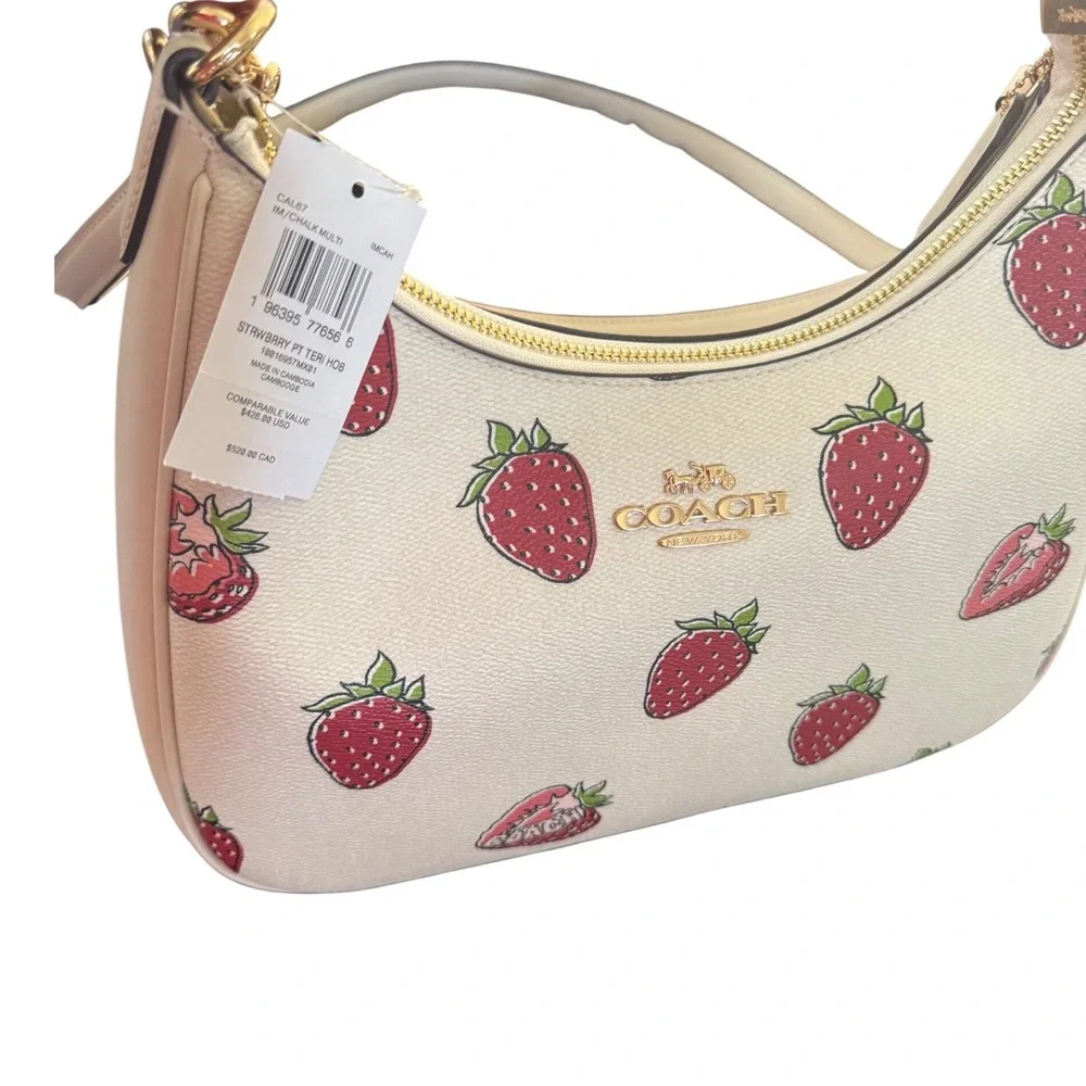 Coach Teri Strawberry Hobo Crossbody Adjustable Strap Gold Tone Hardware NWT